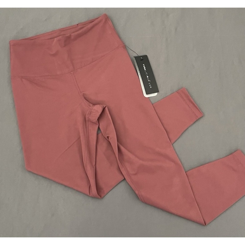 NEW Yogalicious Lux High Rise Ankle‎ Leggings Womens Small Carmine Pink Stretch